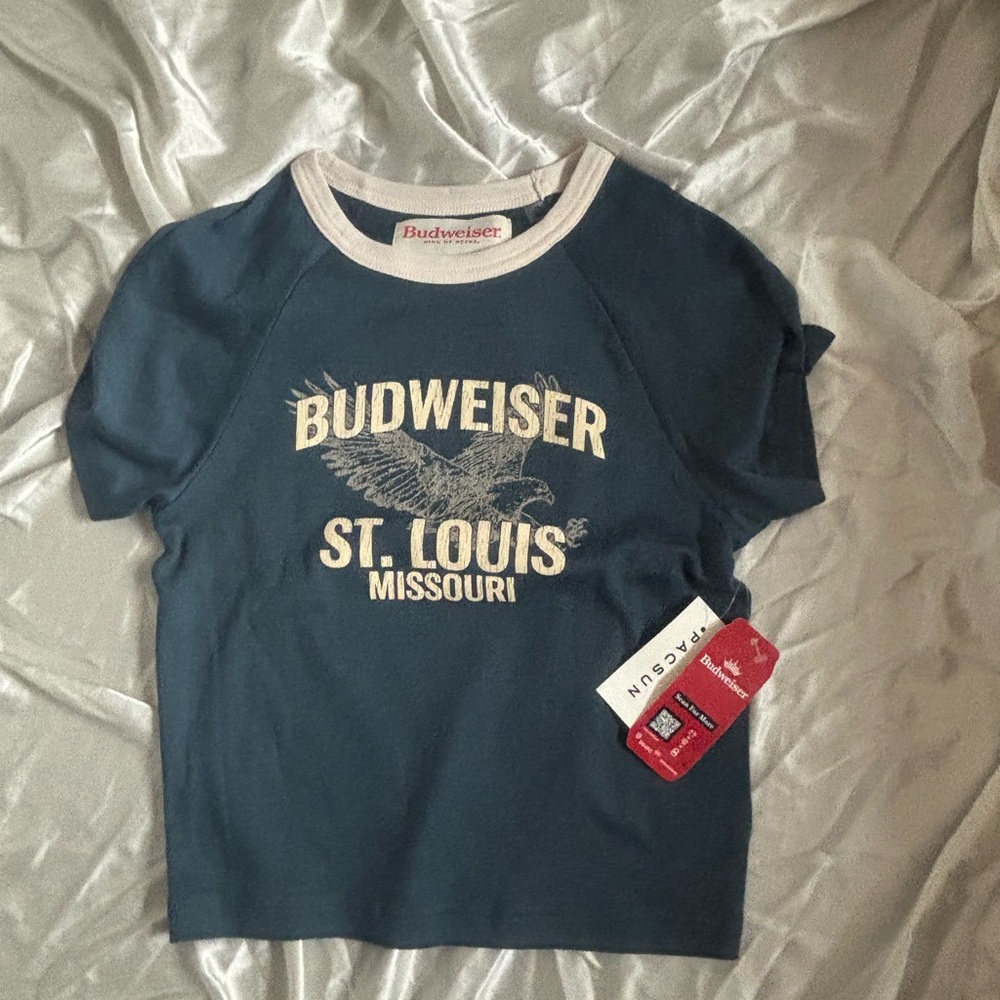 Budweiser Blue Short Sleeve Tee with Vintage Logo